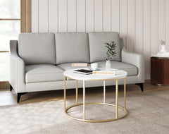 Lotus Marble Top Coffee Table In Gold Finish