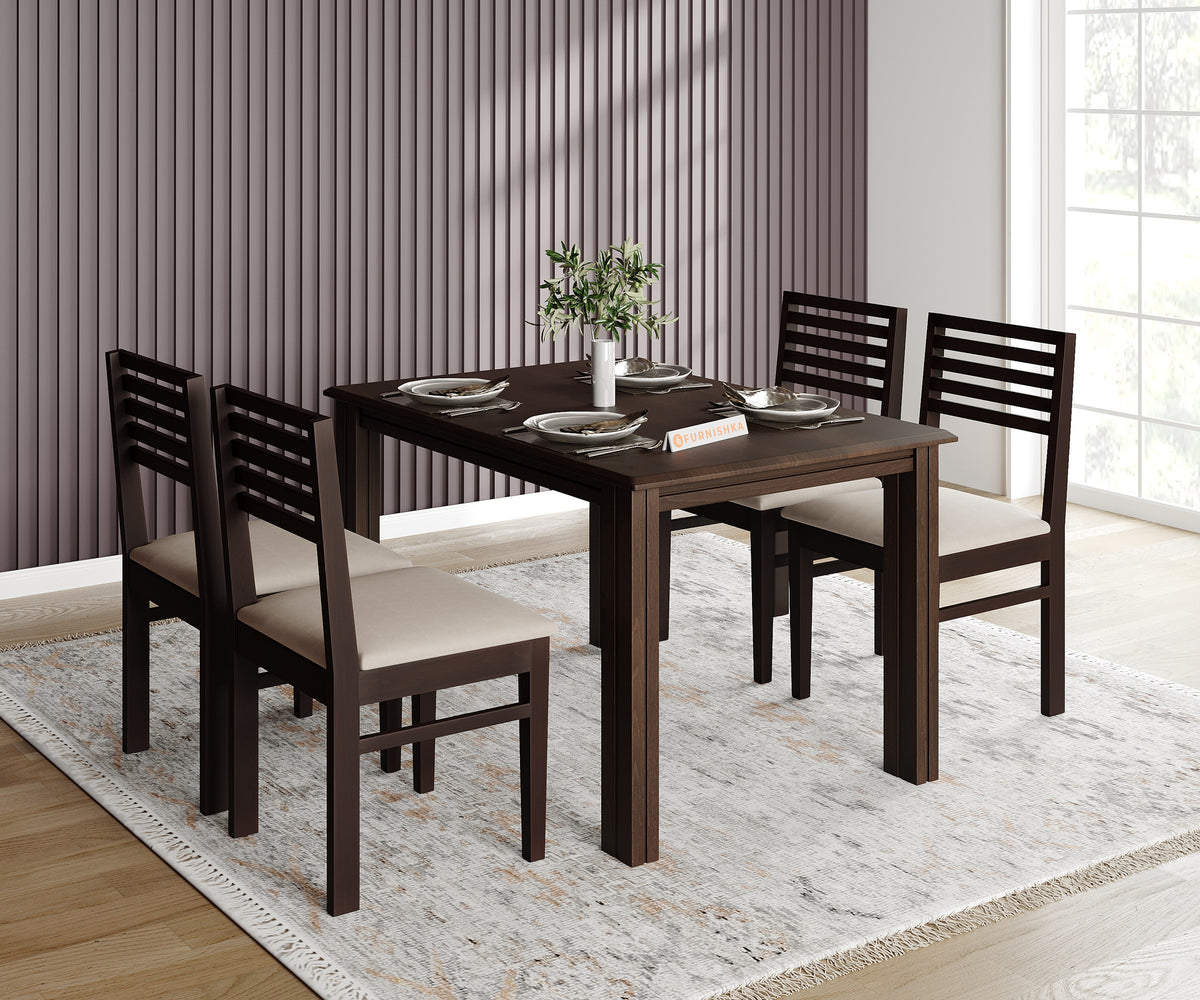 Arjo 4 Seater Solid Wood Dining Set with Rivo Solid Wood Dining Chair