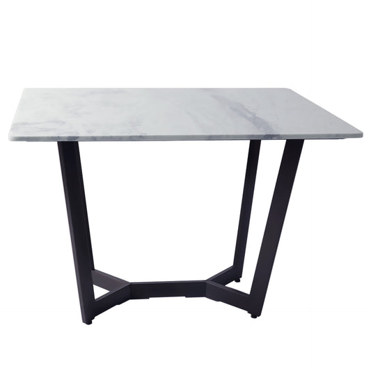 Aanvo Marble Top 4 Seater Dining Table In Dark Bronze Finish