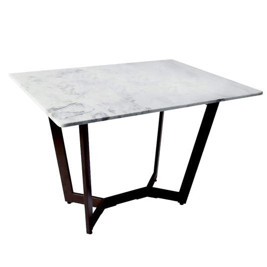 Aanvo Marble Top 4 Seater Dining Table In Dark Bronze Finish