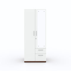 Markon 2 Door Wardrobe with Mirror - White & Walnut Finish