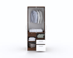 Markon 2 Door Wardrobe with Mirror - White & Walnut Finish