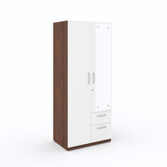 Markon 2 Door Wardrobe with Mirror - White & Walnut Finish