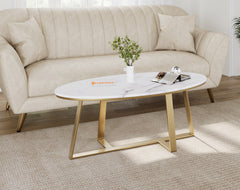 Kolia Marble Coffee Table In Gold Finish