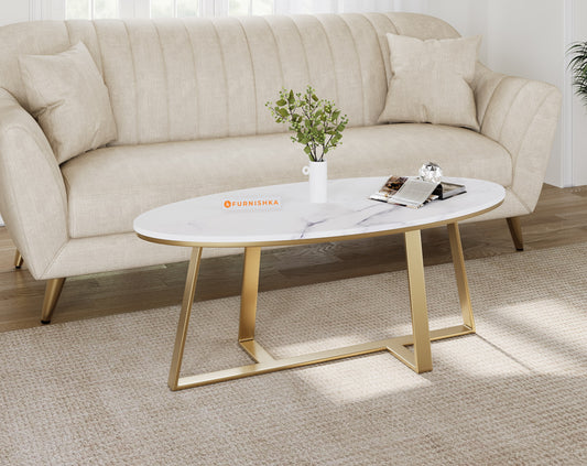 Kolia Marble Coffee Table In Gold Finish