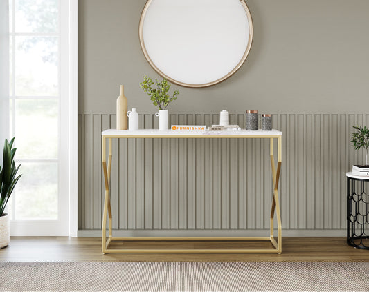 Melbourne Marble Console Table In Gold Finish