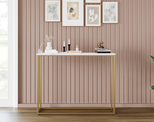 Winslow Marble Console Table In Gold Finish