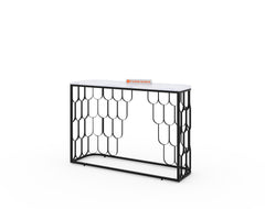 Indo Marble Console Table -Black / White