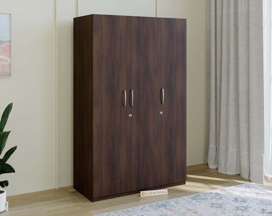 Zeta 3 Door Wardrobe - Walnut Finish