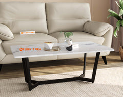 Aanvo Marble Top Coffee Table In Black Finish