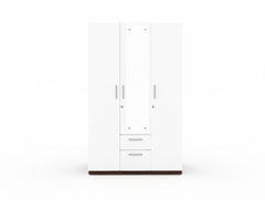 Markon 3 Door Wardrobe with Mirror - White & Walnut Finish