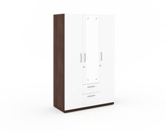 Markon 3 Door Wardrobe with Mirror - White & Walnut Finish