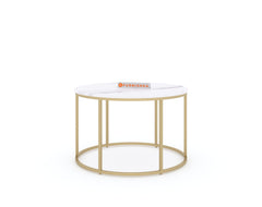 Lotus Marble Top Coffee Table In Gold Finish