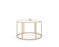 Lotus Marble Top Coffee Table In Gold Finish