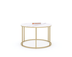 Lotus Marble Top Coffee Table In Gold Finish