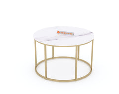 Lotus Marble Top Coffee Table In Gold Finish