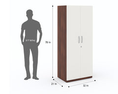 Varino 2 Door Wardrobe - White & Walnut Finish