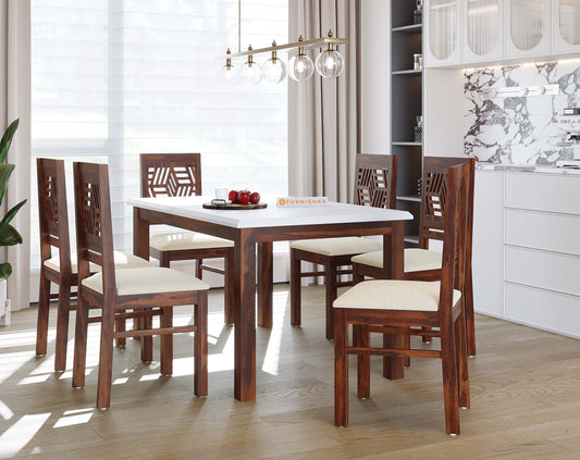 Zhera Marble Top 6 Seater Dining Table