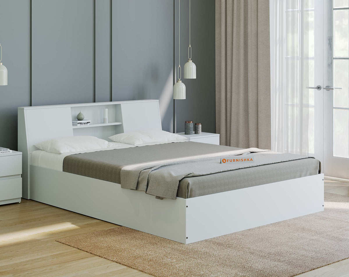 Allen Queen Bed with Box Storage in White