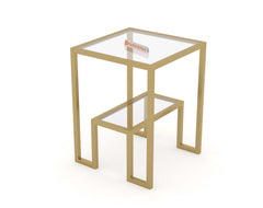 Bridgeview Glass Side Table In Gold Finish