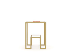 Bridgeview Glass Side Table In Gold Finish