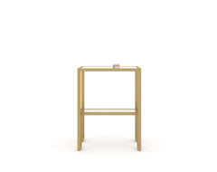 Bridgeview Glass Side Table In Gold Finish