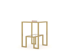 Bridgeview Glass Side Table In Gold Finish