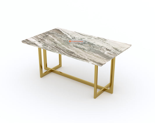 Rodano Dining Table with Green Choco Marble Top - 4 Seater