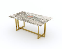 Rodano Dining Table with Green Choco Marble Top - 4 Seater