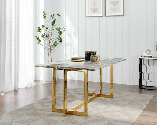 Rodano Dining Table with Green Choco Marble Top - 4 Seater