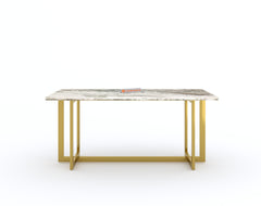 Rodano Dining Table with Green Choco Marble Top - 4 Seater