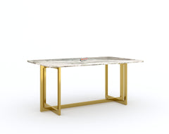 Rodano Dining Table with Green Choco Marble Top - 4 Seater