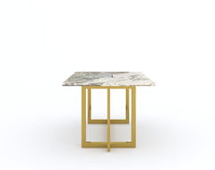 Rodano Dining Table with Green Choco Marble Top - 4 Seater