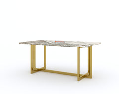 Rodano Dining Table with Green Choco Marble Top - 4 Seater