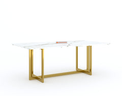 Rodano Dining Table with White Engineered Marble Top - 6 Seater