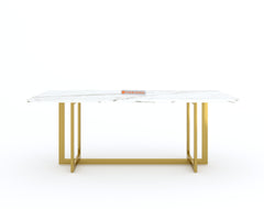 Rodano Dining Table with White Engineered Marble Top - 6 Seater