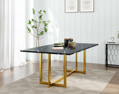 Rodano Dining Table with Black Engineered Marble Top - 6 Seater