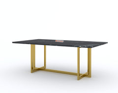 Rodano Dining Table with Black Engineered Marble Top - 6 Seater