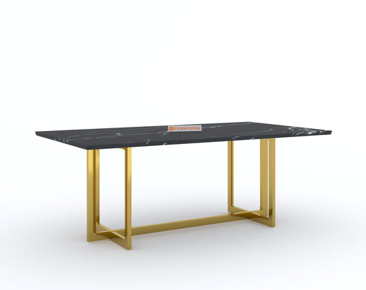 Rodano Dining Table with Black Engineered Marble Top - 6 Seater