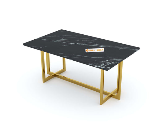 Rodano Dining Table with Black Engineered Marble Top - 4 Seater