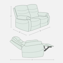 Vivo 2 Seater Oak Manual Recliner