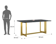 Rodano Dining Table with Black Engineered Marble Top - 4 Seater