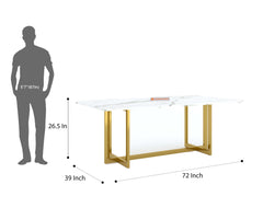 Rodano Dining Table with White Engineered Marble Top - 6 Seater