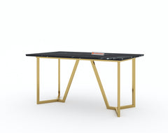 Olzaa Dining Table with Black Engineered Marble Top - 4 Seater