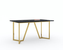 Olzaa Dining Table with Black Engineered Marble Top - 4 Seater