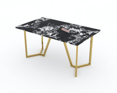 Olzaa Dining Table with Etna Black Marble Top - 4 Seater