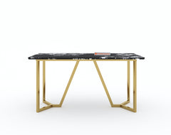 Olzaa Dining Table with Etna Black Marble Top - 4 Seater