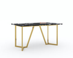 Olzaa Dining Table with Etna Black Marble Top - 4 Seater