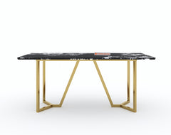 Olzaa Dining Table with Etna Black Marble Top - 6 Seater