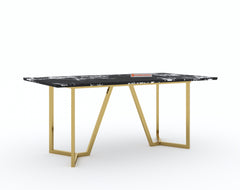 Olzaa Dining Table with Etna Black Marble Top - 6 Seater